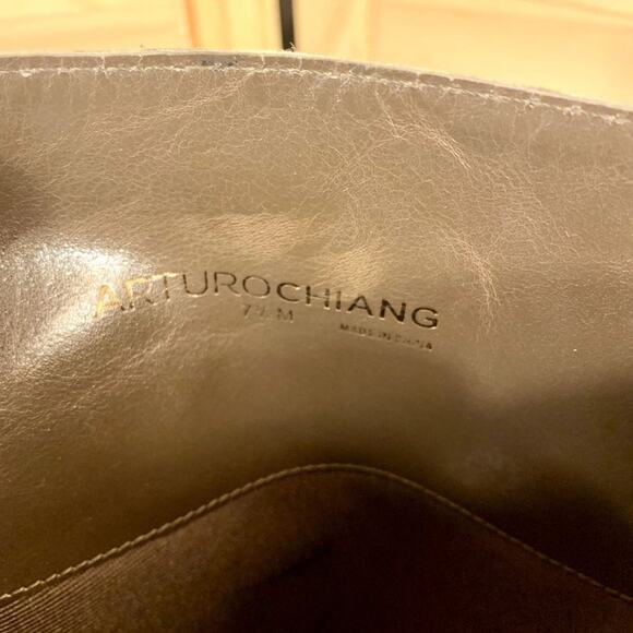 Arturo Chiang Brown Knee High Boots Distressed Leather High Heel Womens Size 7.5 - Picture 16 of 16